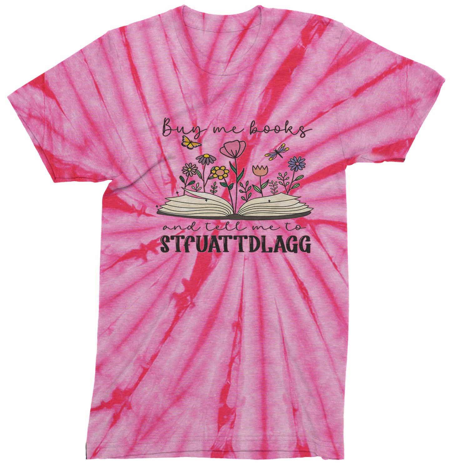 Buy Me A Book And Tell Me To Stfuattdlagg Youth-Sized Hoodie Tie-Dye Spider Pink