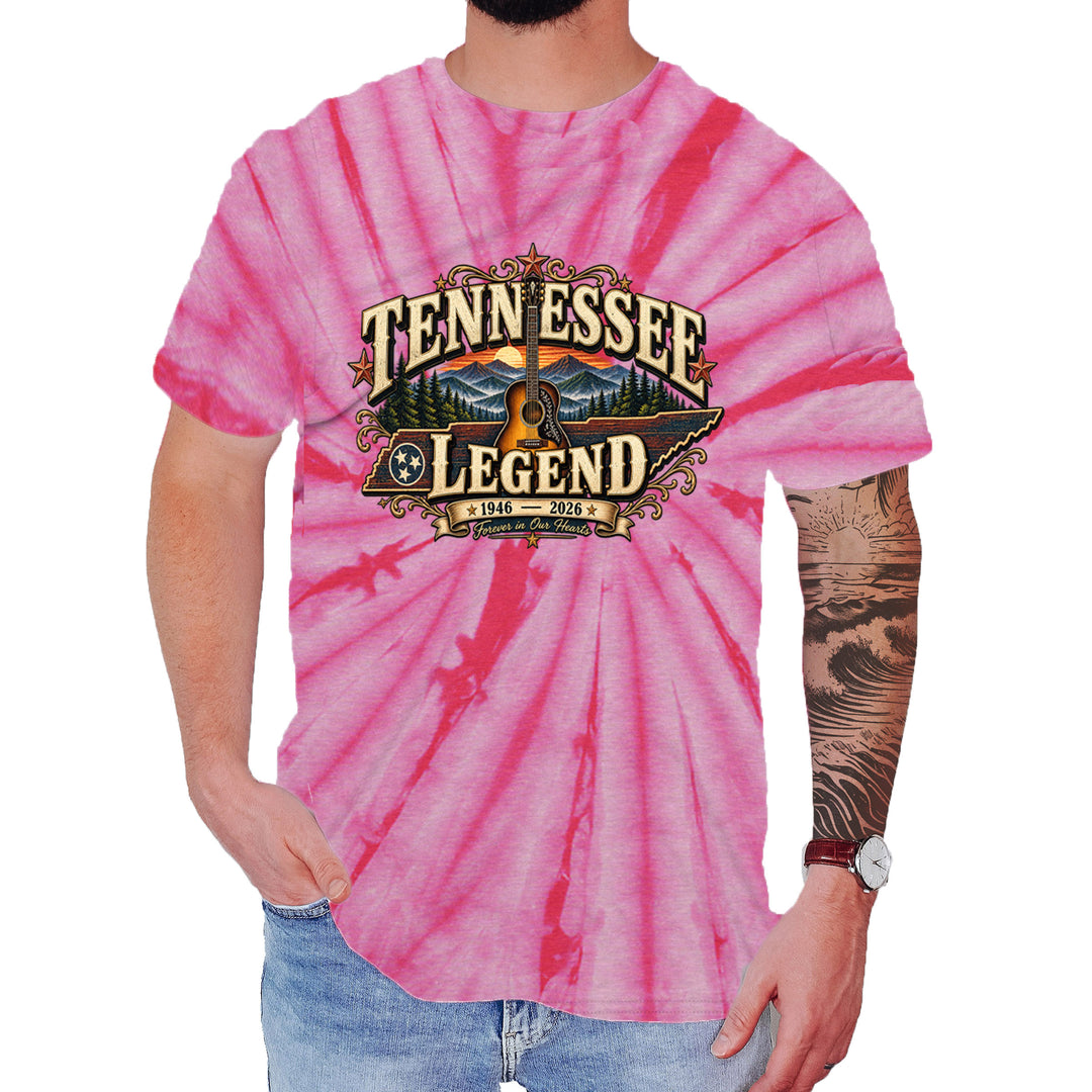Tennessee Legend Country Music Dolly Mens T-shirt Tie-Dye Spider Pink
