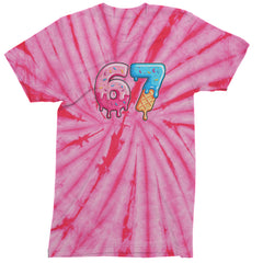 67 Dripping Ice Cream Donut Melt Mens T-shirt Tie-Dye Spider Pink