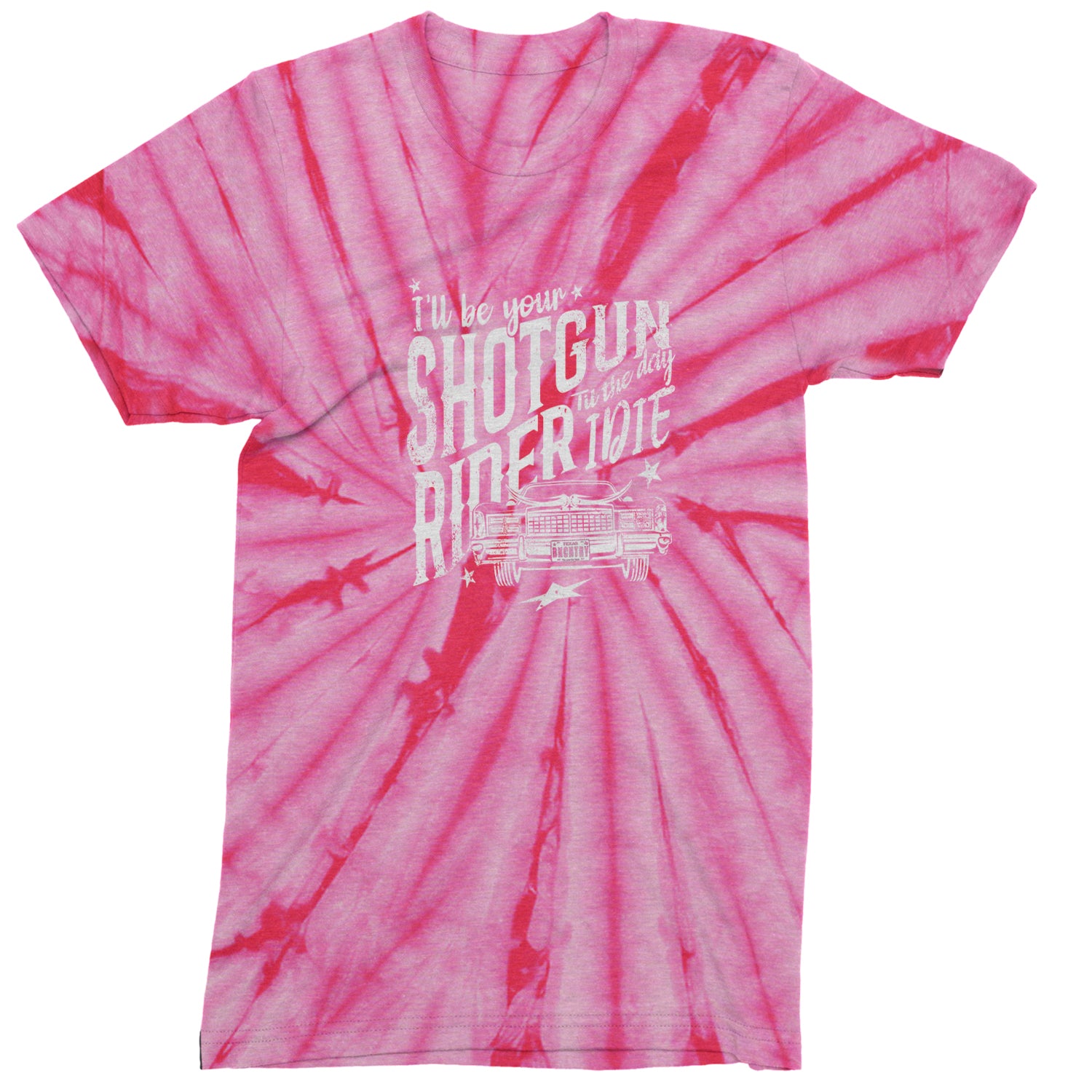 I'll Be Your Shotgun Rider, Till The Day I Die Mens T-shirt Tie-Dye Spider Pink