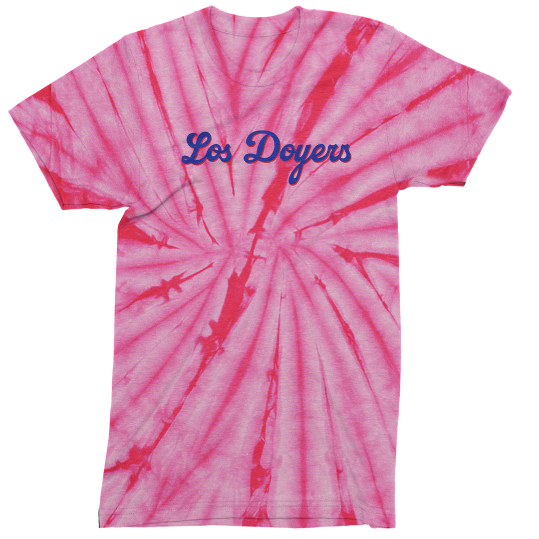 Los Doyers LA Baseball Men's T-shirt Tie-Dye Spider Pink