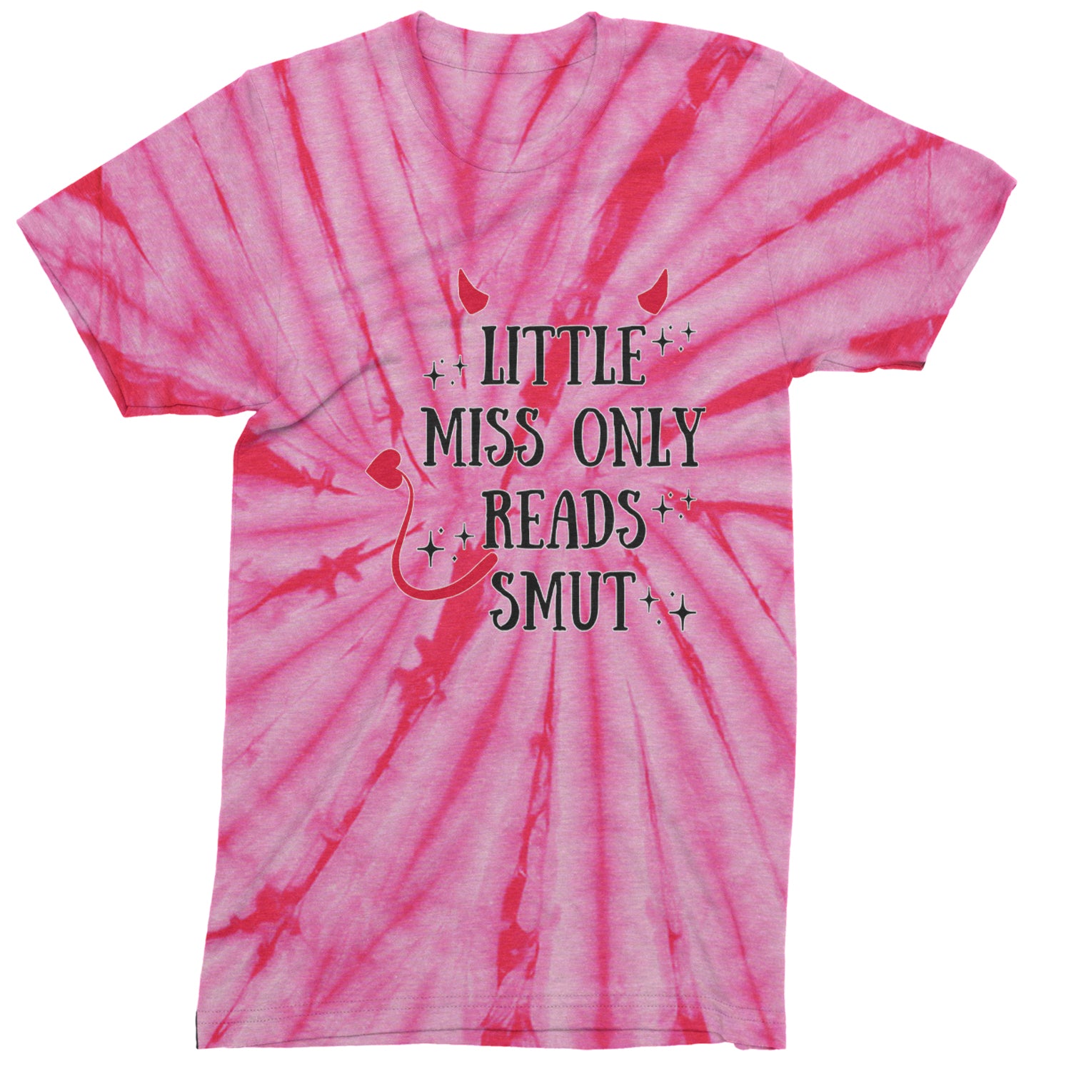 Little Miss Only Reads Smut Devilish Youth-Sized Hoodie Tie-Dye Spider Pink