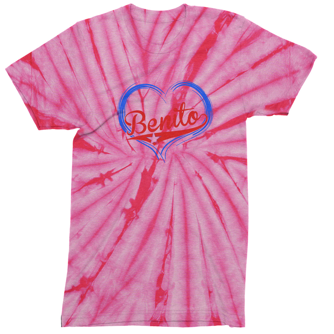Benito Heart Puerto Rico Mens T-shirt Tie-Dye Spider Pink