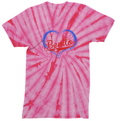 Benito Heart Puerto Rico Mens T-shirt Tie-Dye Spider Pink