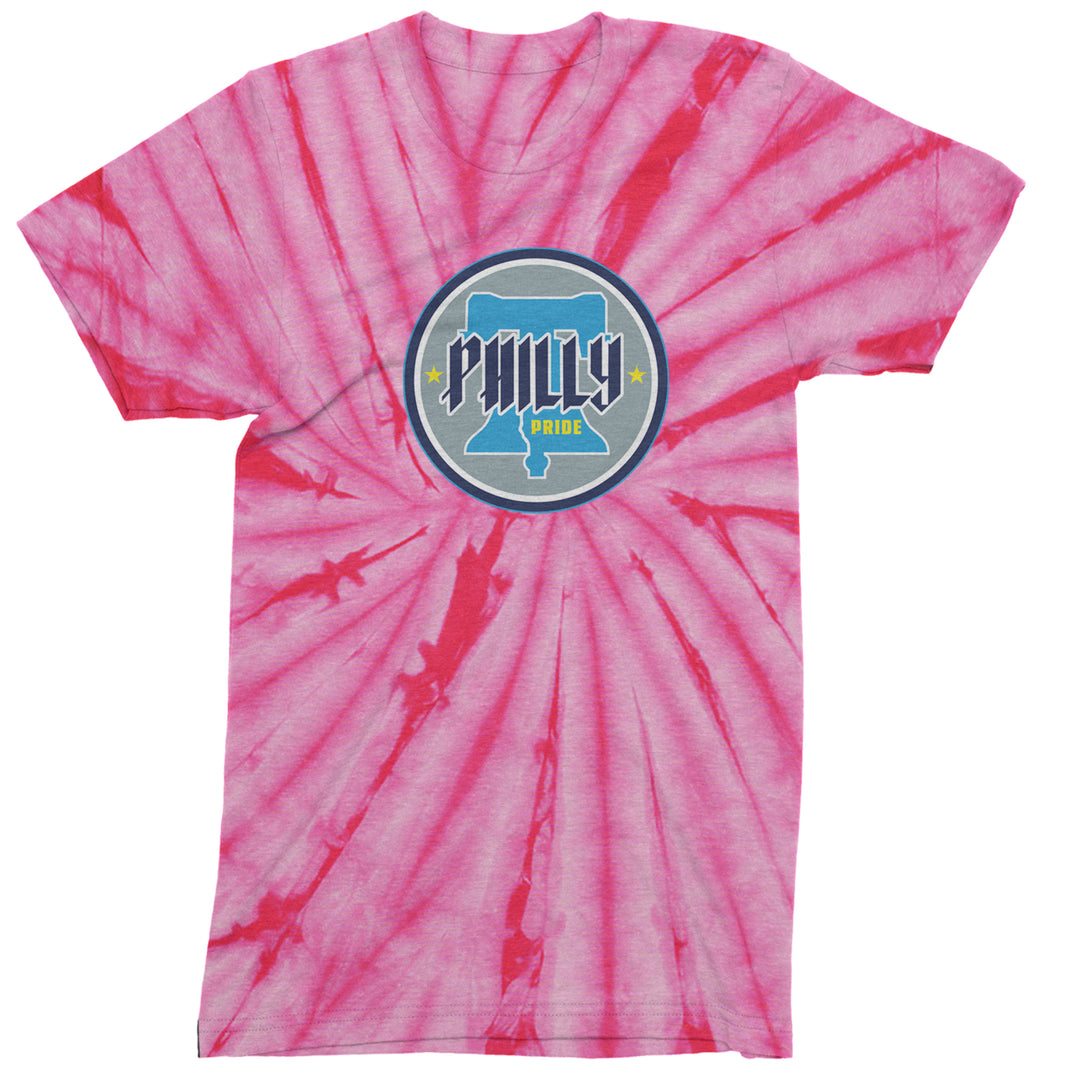 Philly Pride Liberty Bell Mens T-shirt Tie-Dye Spider Pink