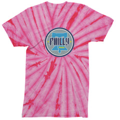 Philly Pride Liberty Bell Mens T-shirt Tie-Dye Spider Pink