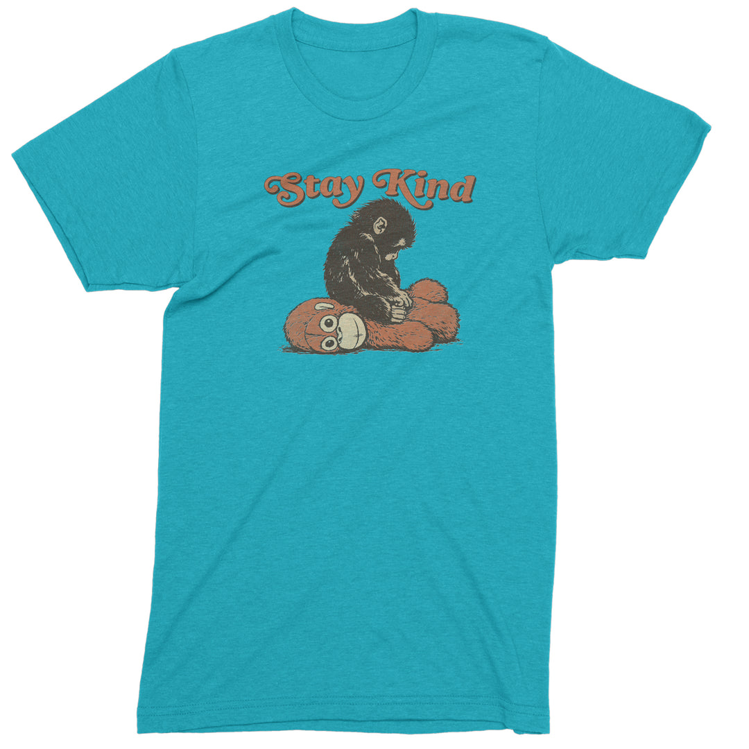 Punch Stay Kind Macaque Mens T-shirt Teal