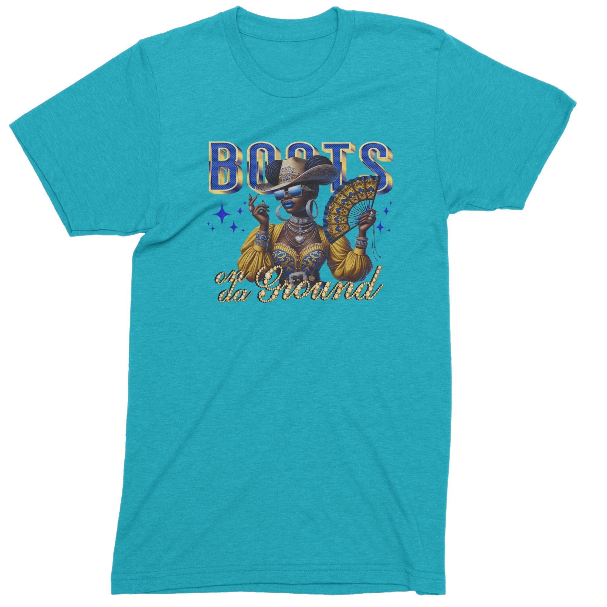 Boots On Da Ground Folding Fan Men's T-shirt Teal