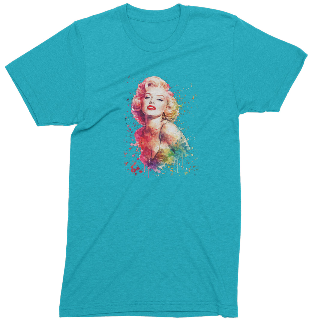 Mrs. Monroe Watercolors Bombshell Mens T-shirt Teal