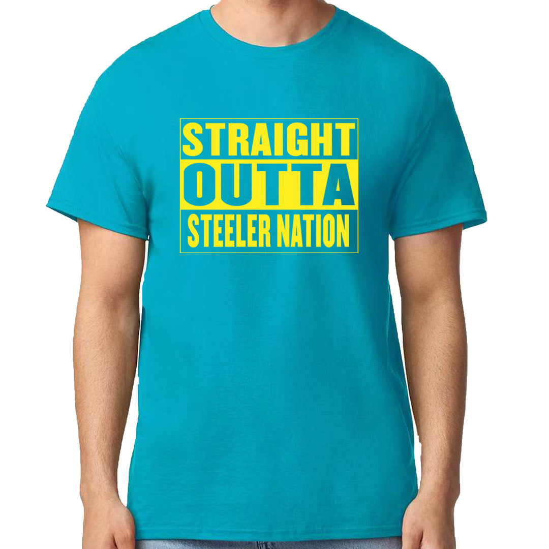 Straight Outta Steeler Nation Football  Mens T-shirt Teal