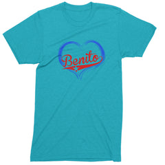 Benito Heart Puerto Rico Mens T-shirt Teal