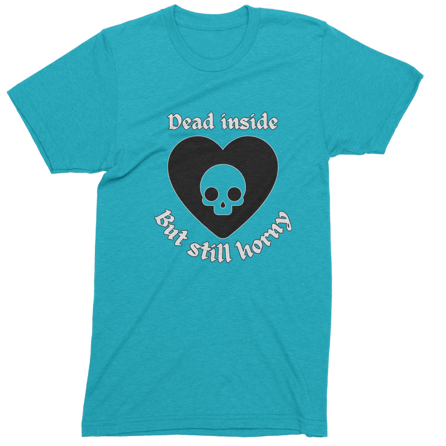 Dead Inside But Still Horny Skull Romantasy Youth-Sized Hoodie Teal