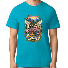 Tennessee Mountain Angel Wings Dolly Mens T-shirt Teal