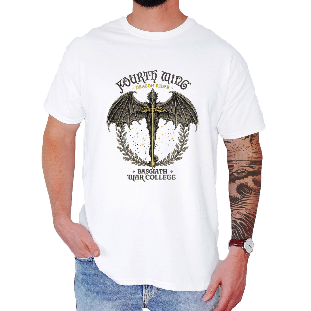 Fourth Wing Dragon Rider Vintage Basgiath War College Mens T-shirt White