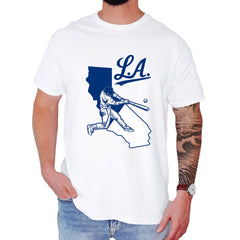 Los Angeles Baseball Batter Up Mens T-shirt White