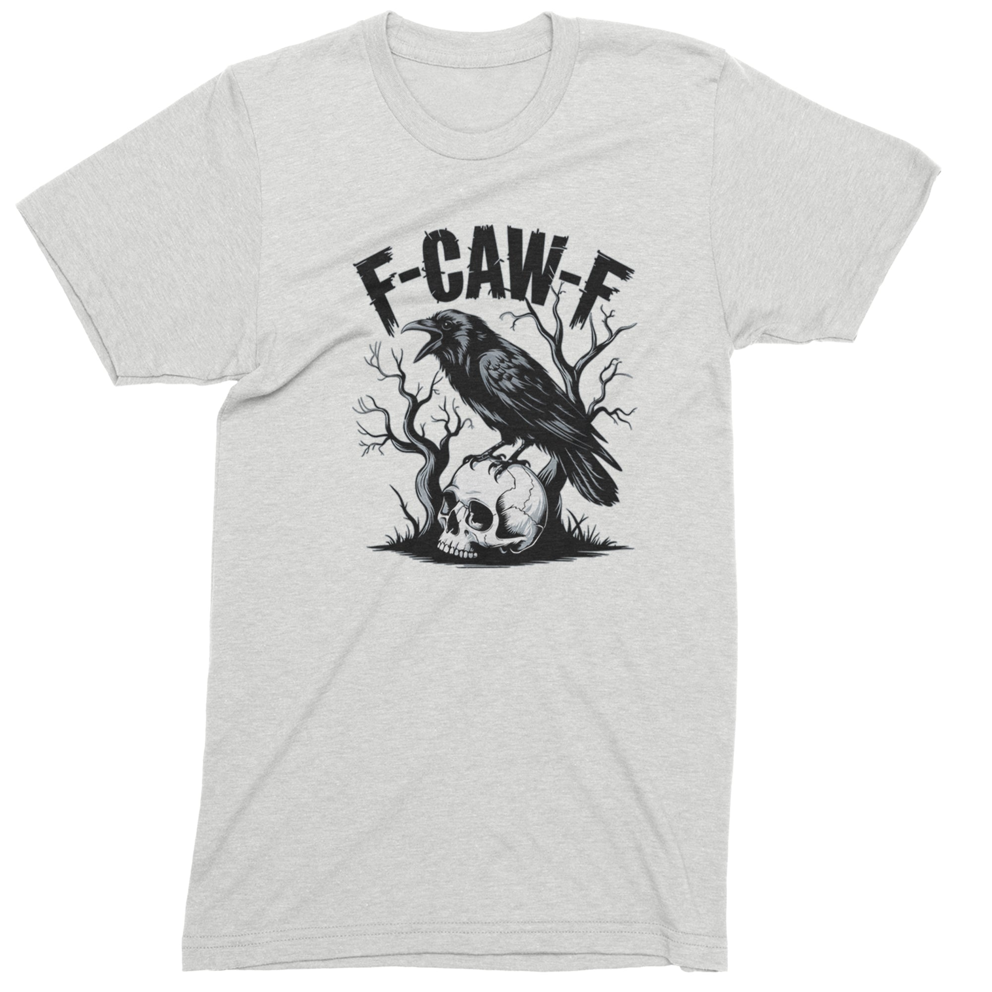 F-Caw-F Crow On Skull F-ck Off Gothic Men's T-shirt White