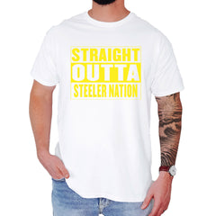 Straight Outta Steeler Nation Football  Mens T-shirt White