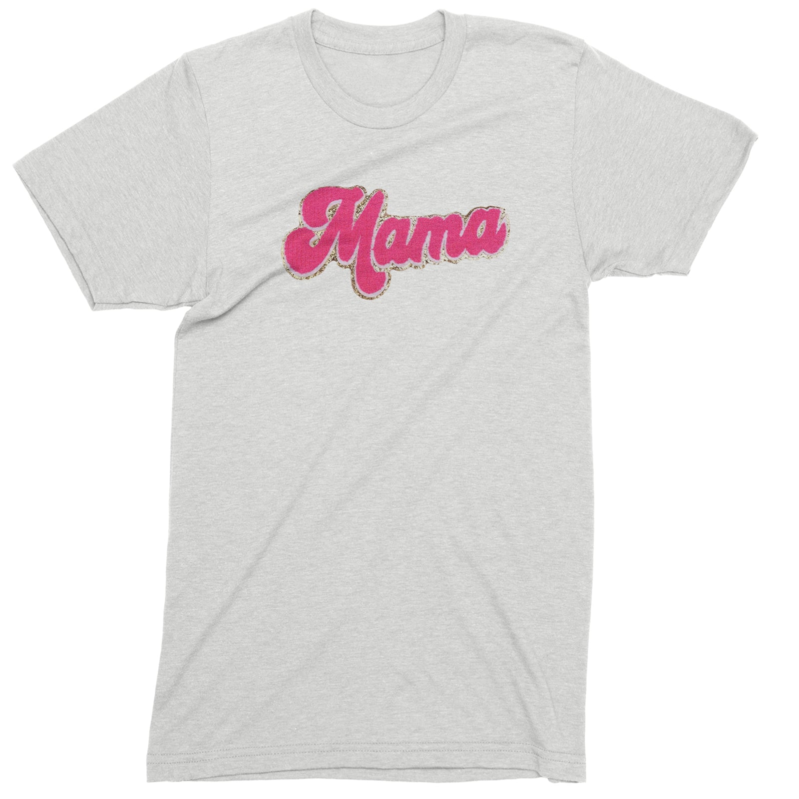 Mama Hot Pink Glitter Chenille Patch Men's T-shirt White