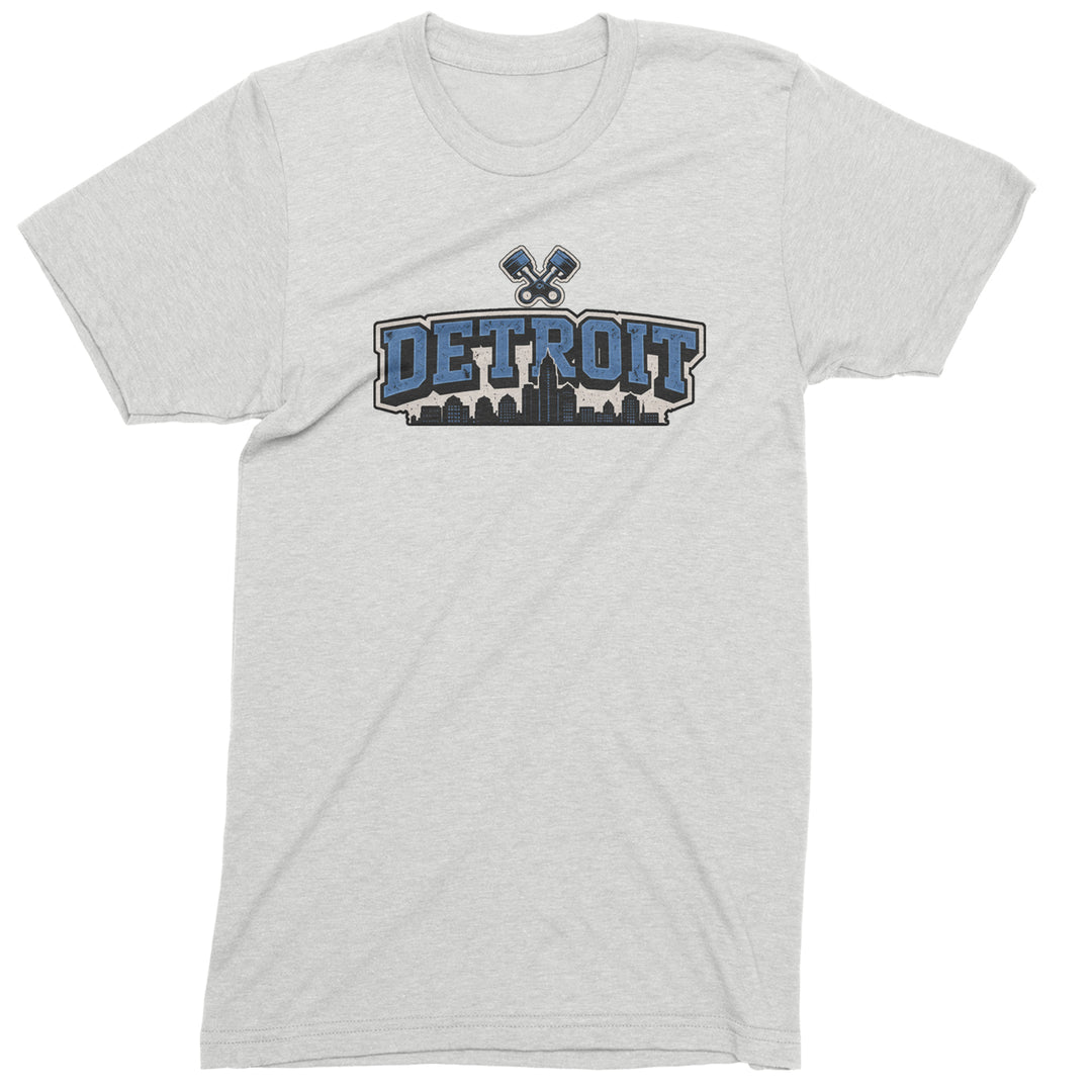 Detroit Motor City Retro Piston Mens T-shirt White
