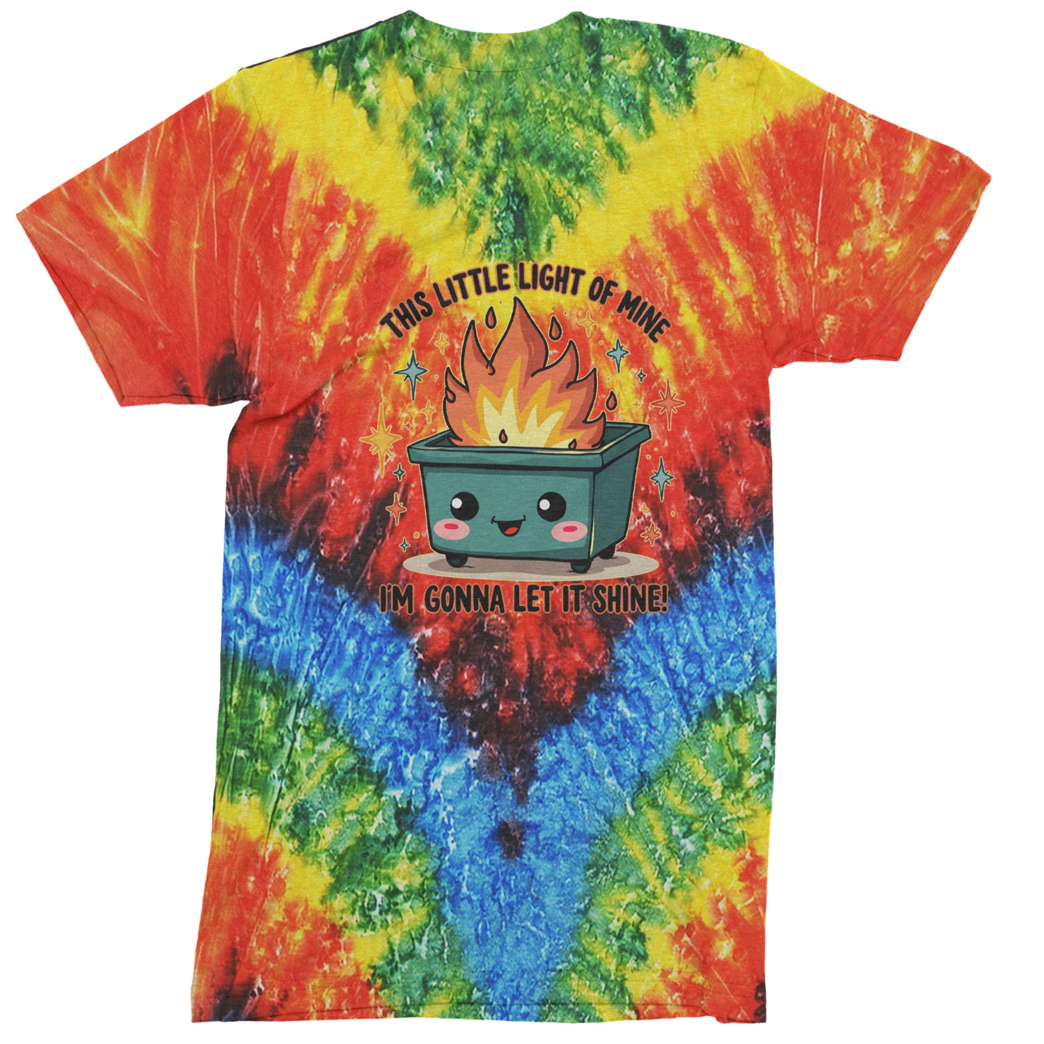 This Little Light of Mine Dumpster Fire Smile Face  Mens T-shirt Tie-Dye Woodstock