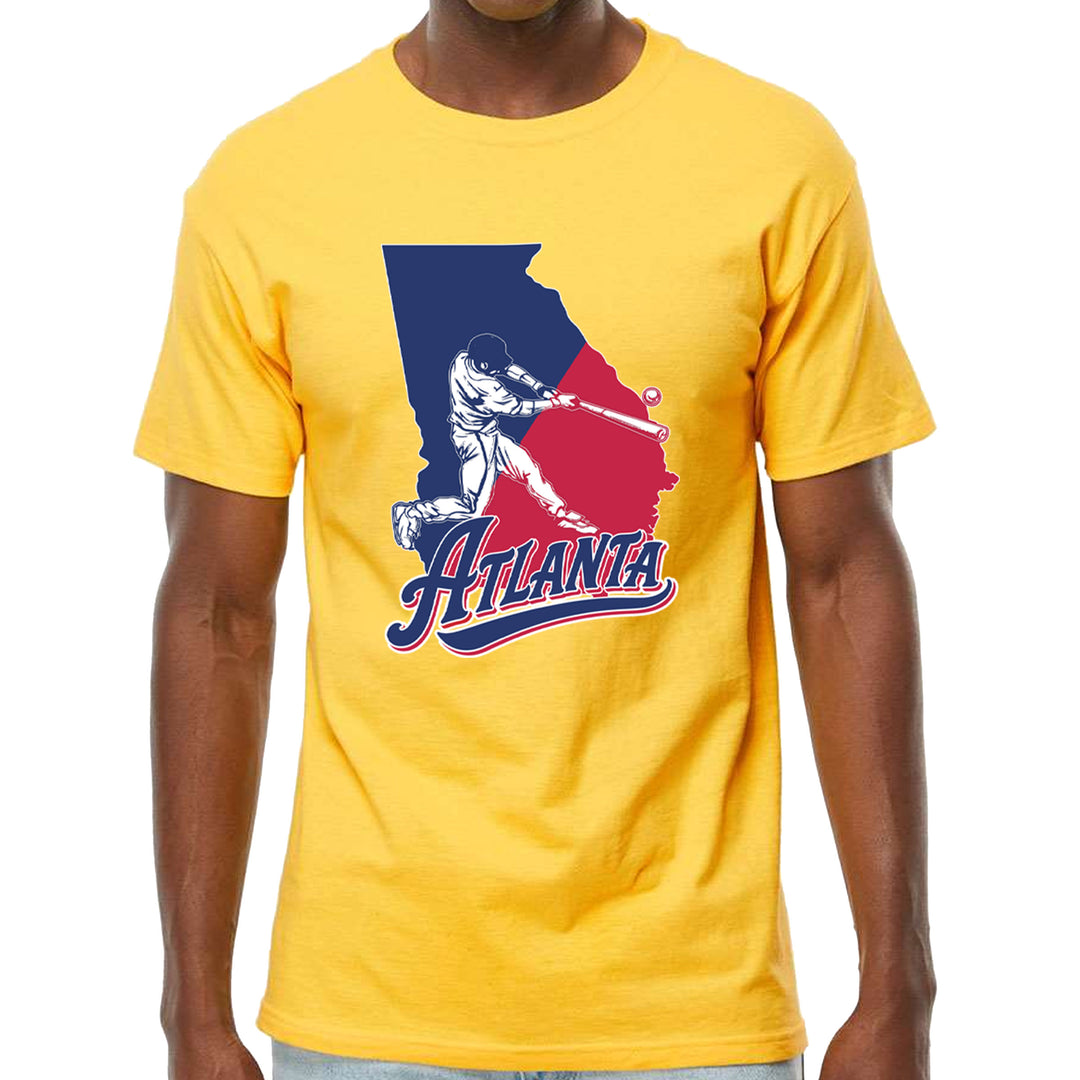 Atlanta Georgia Batter Up Mens T-shirt Yellow