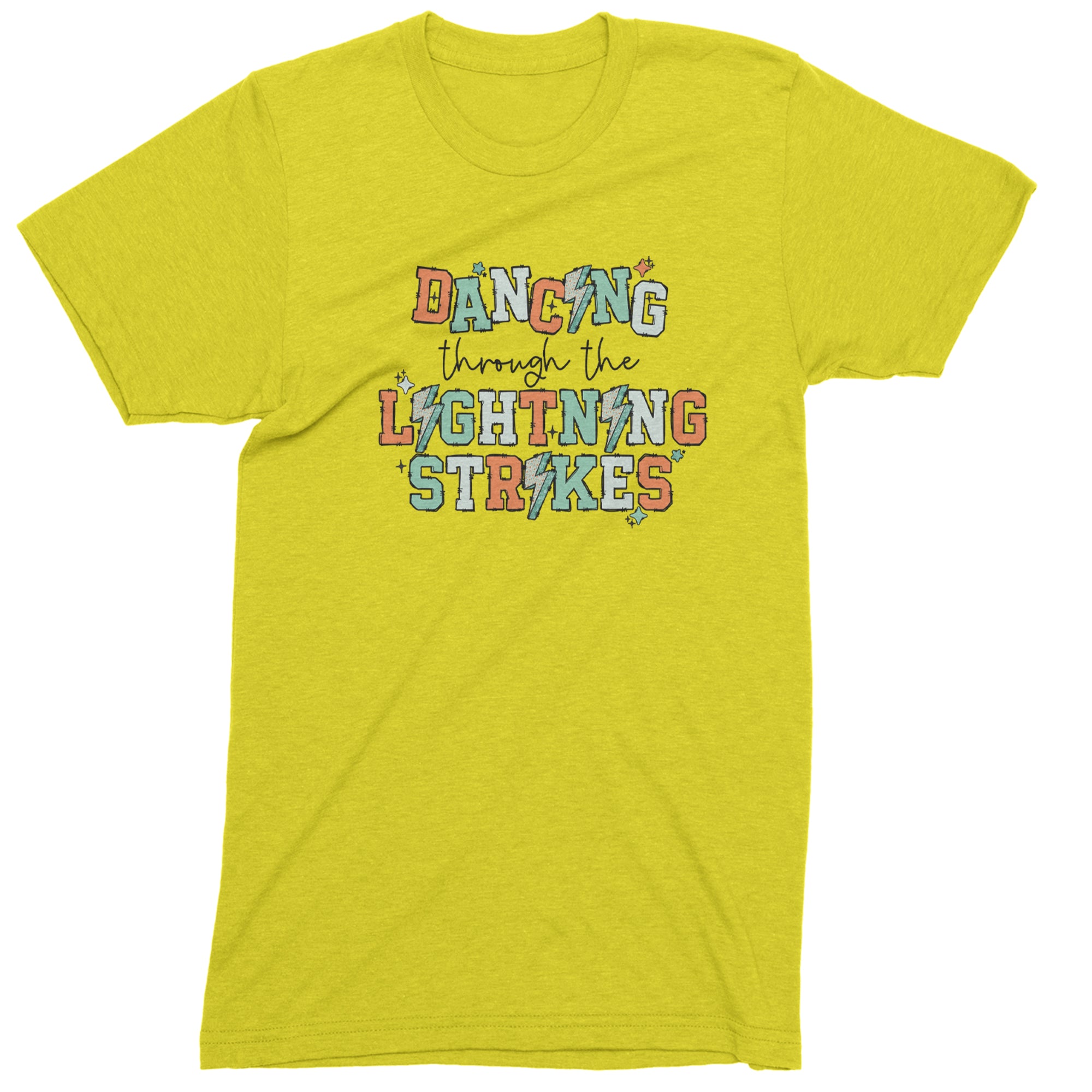 Dancing Through The Lightning Strikes Mens T-shirt Yellow