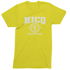 Nico Son of Hades Underworld Crest Mens T-shirt Yellow
