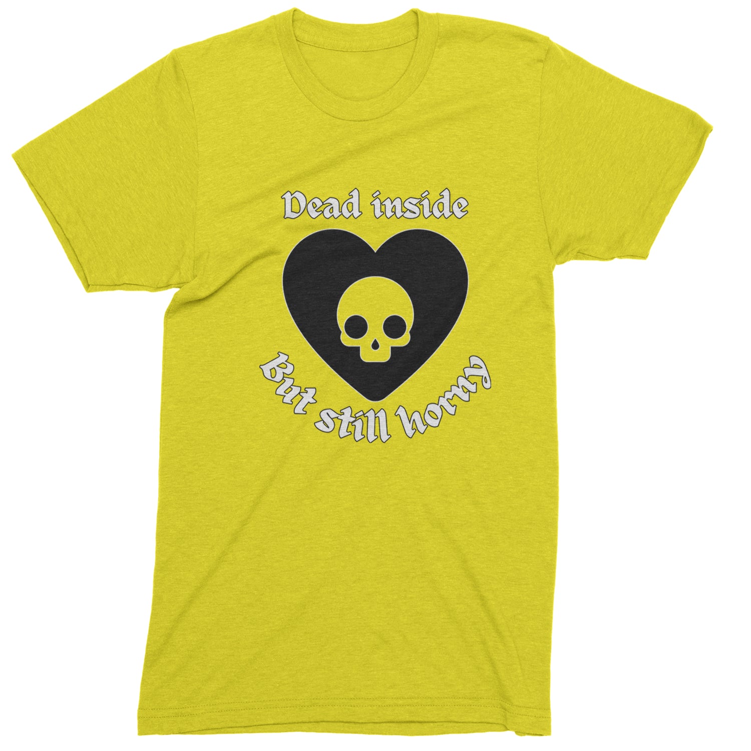 Dead Inside But Still Horny Skull Romantasy Youth-Sized Hoodie Yellow