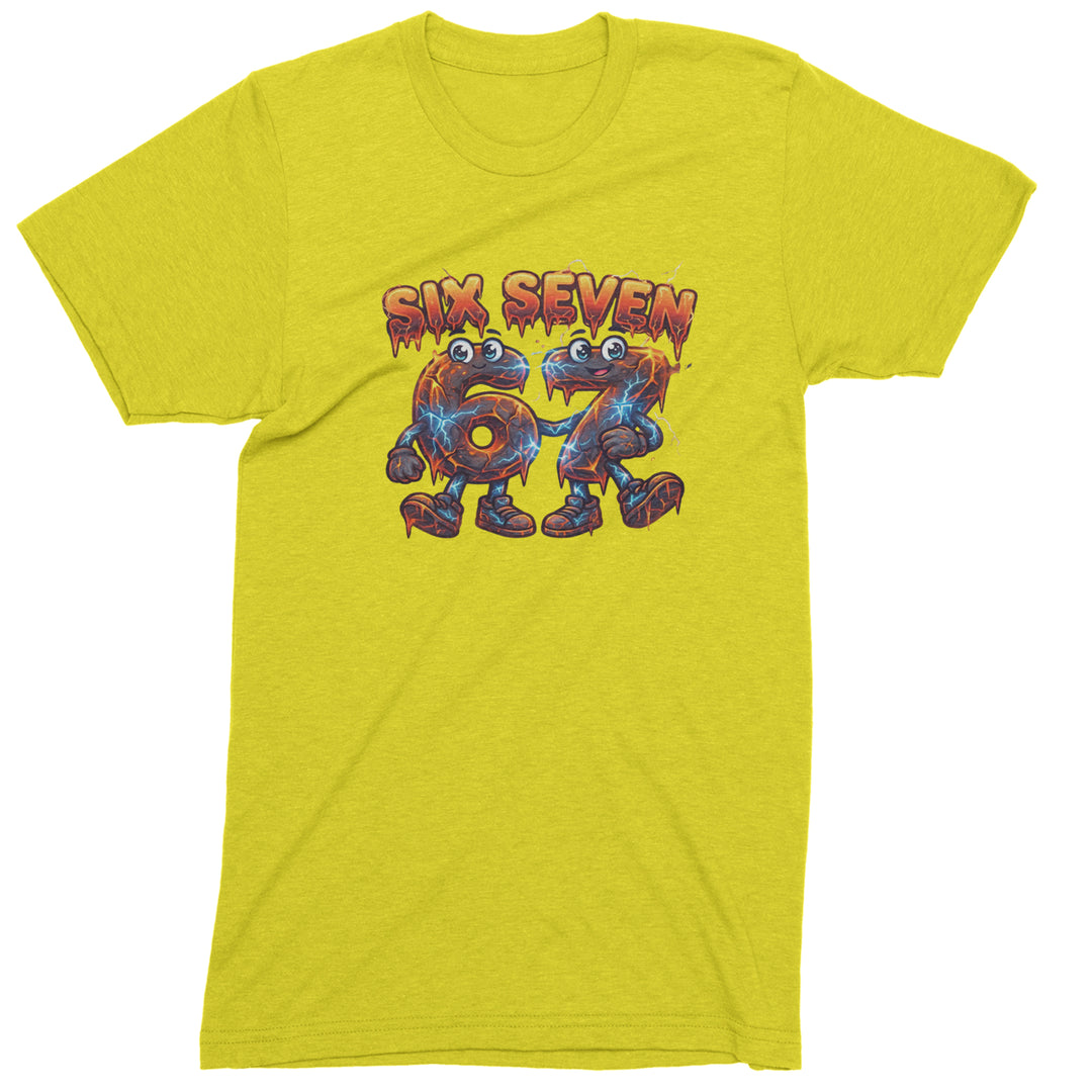 67 Lava Lightning Six Seven Meme Mens T-shirt Yellow