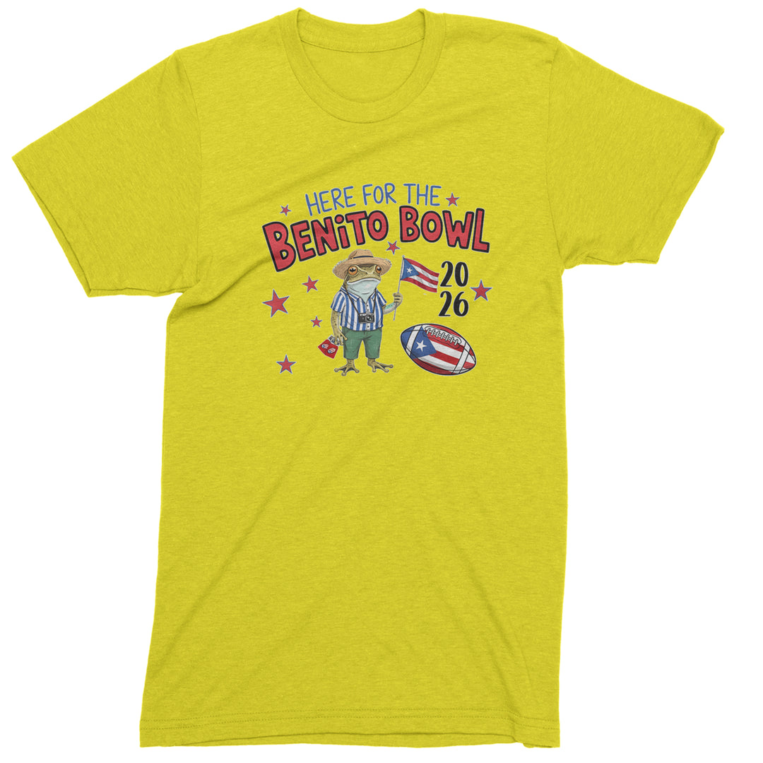 Frog Here for the Benito Bowl Football Mens T-shirt Yellow