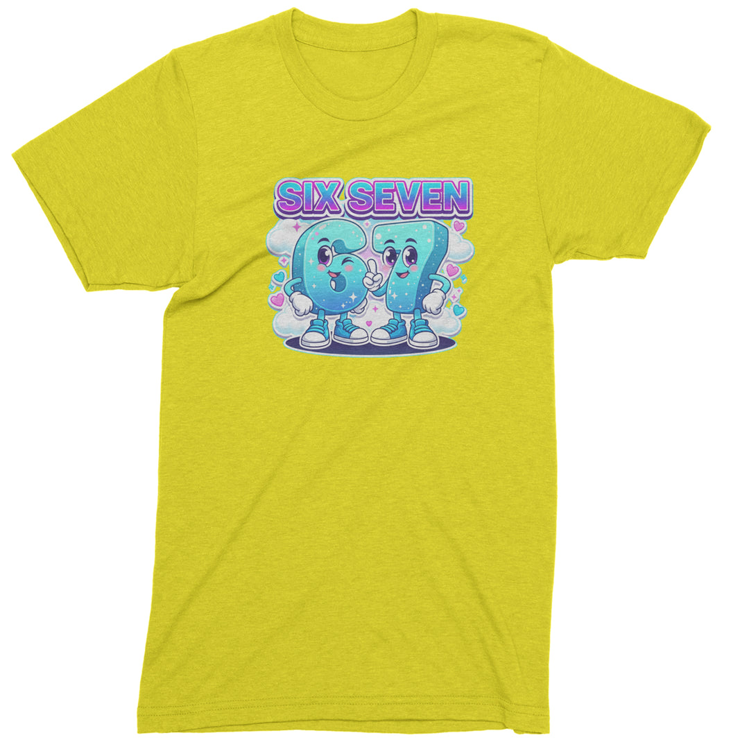 67 Six Seven Meme Kawaii Cloud Mens T-shirt Yellow