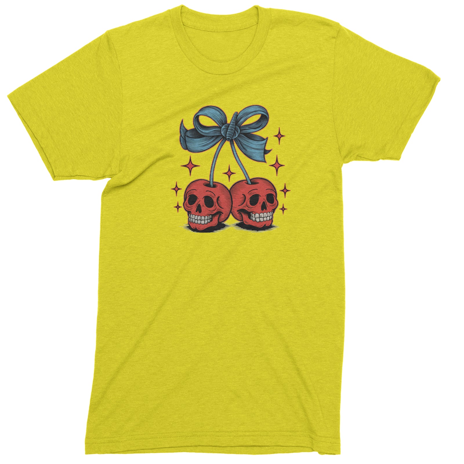 Cherry Skulls Retro Tattoo Men's T-shirt Yellow