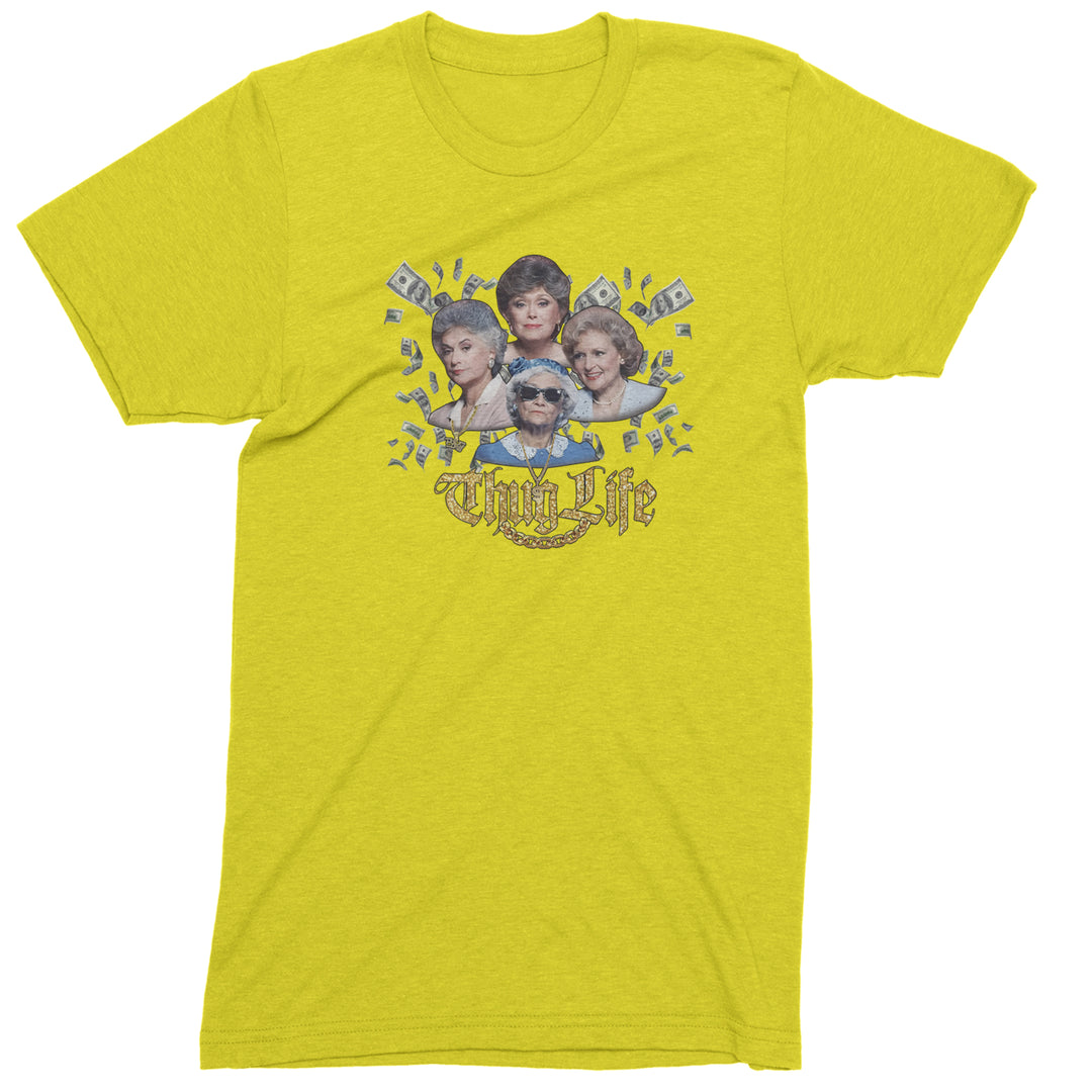 Golden Chain Thug Life Girls Mens T-shirt Yellow