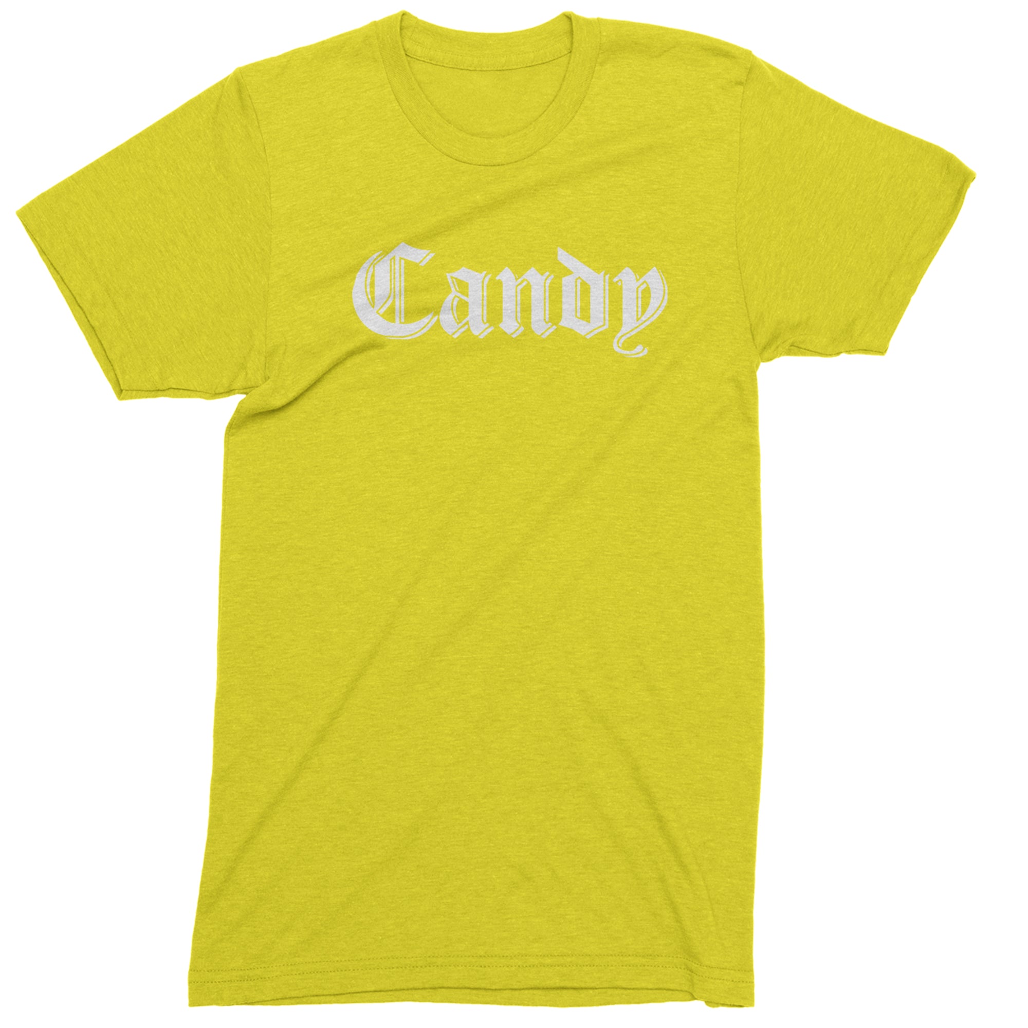 Candy Gothic Lettering Mens T-shirt Yellow