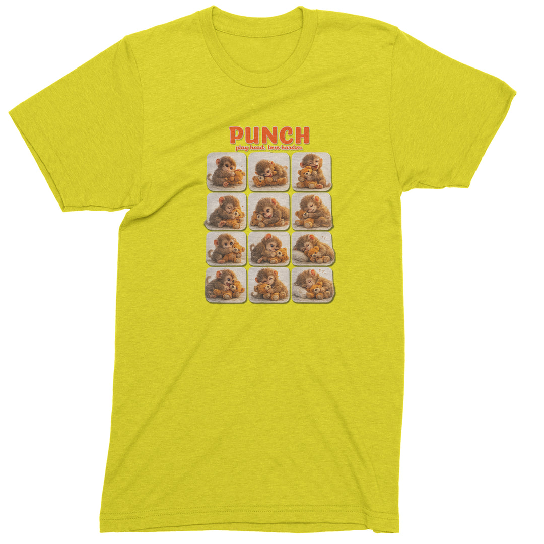 Punch Play Hard Love Harder Mens T-shirt Yellow