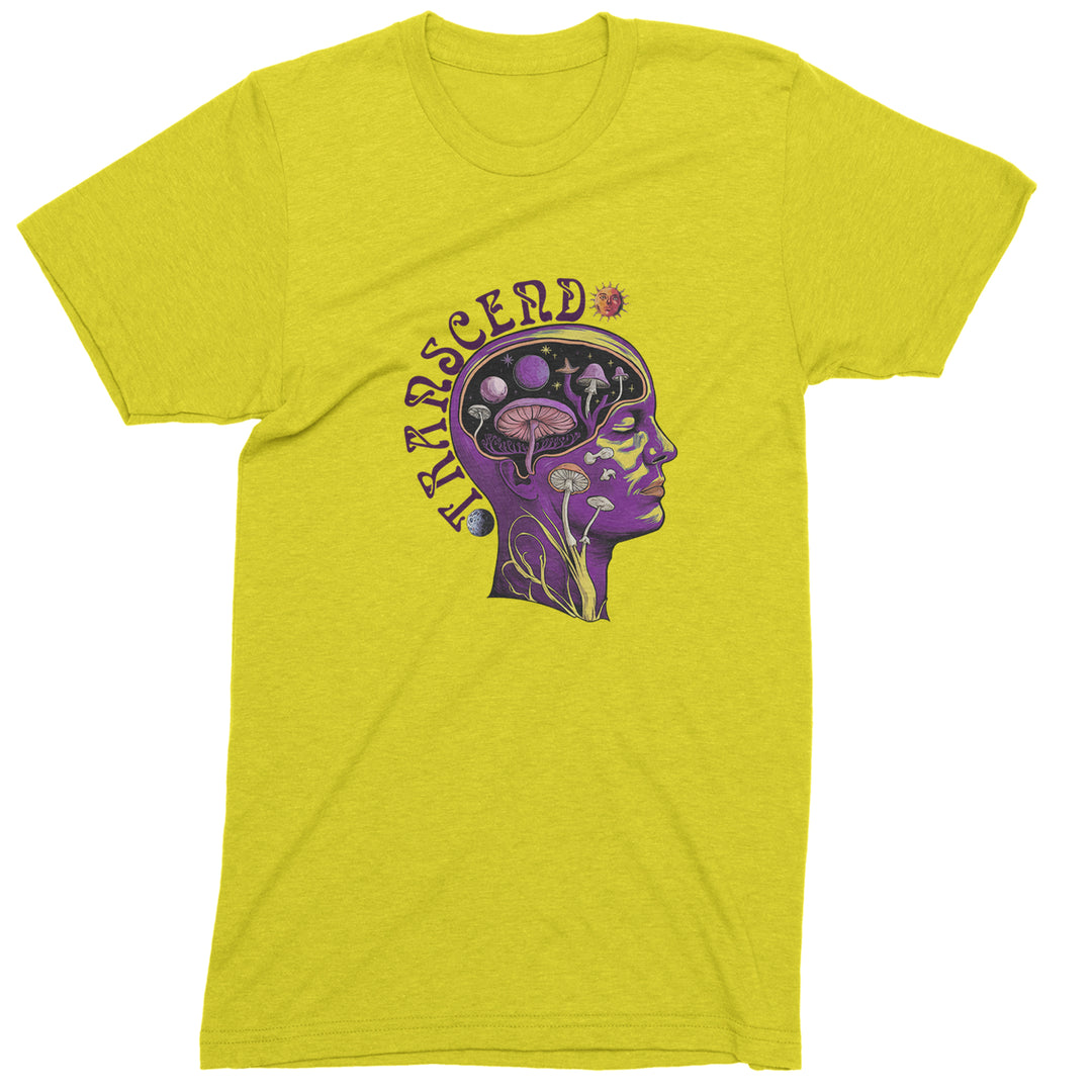 Psychedelic Cosmic Mushroom Head Men's T-shirt Yellow