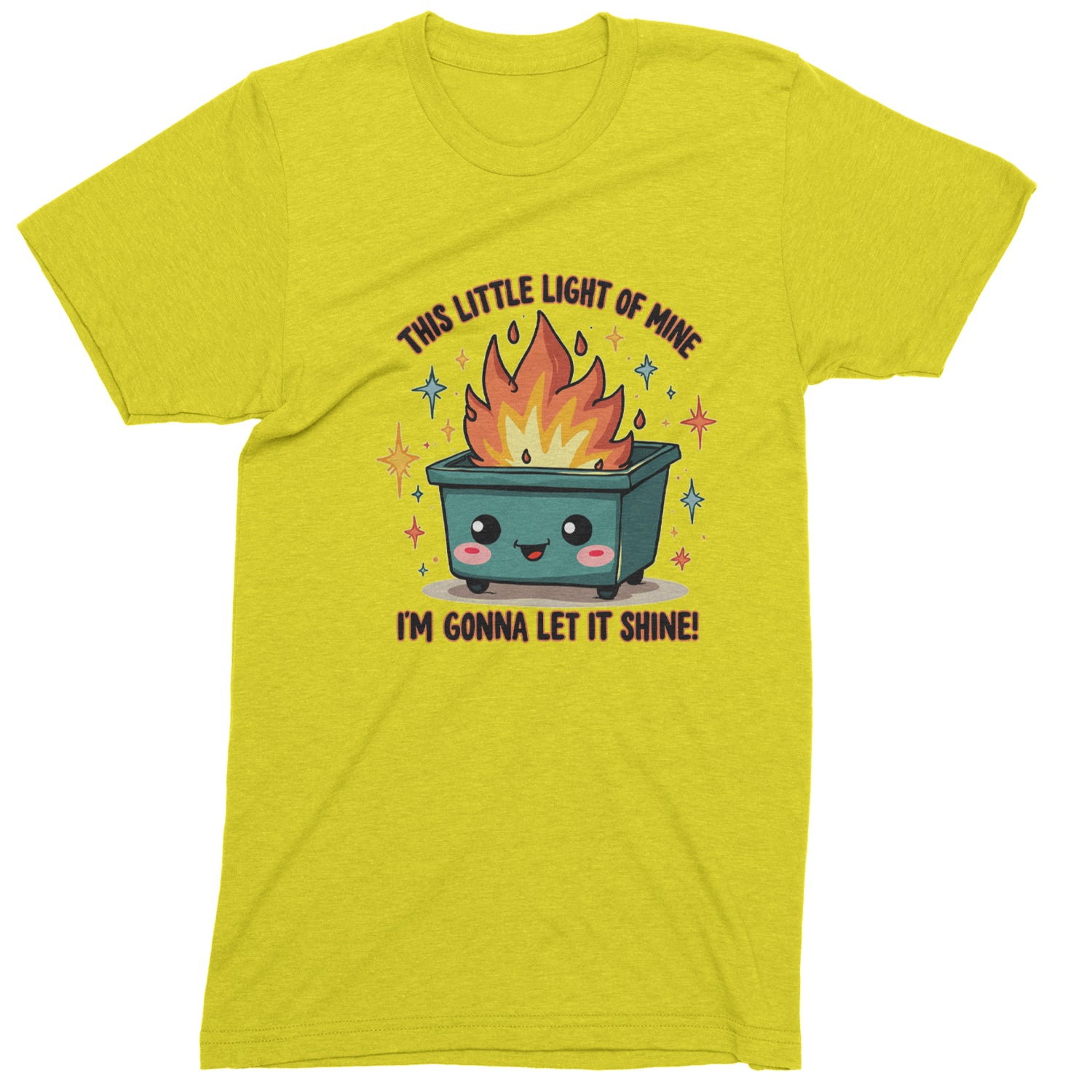 This Little Light of Mine Dumpster Fire Smile Face  Mens T-shirt Yellow