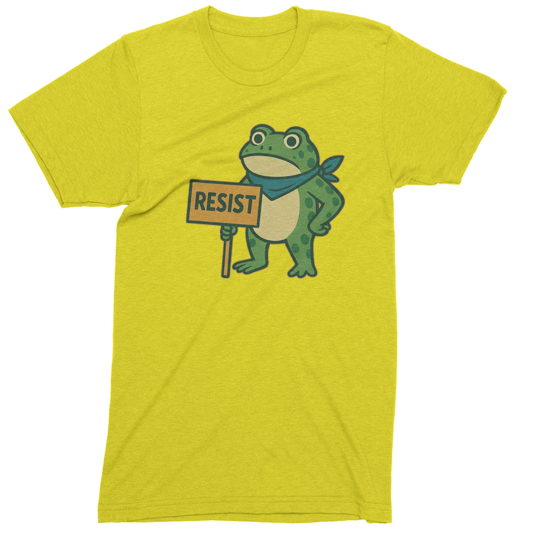 Sign Resist Meme Frog Protest Mens T-shirt Yellow
