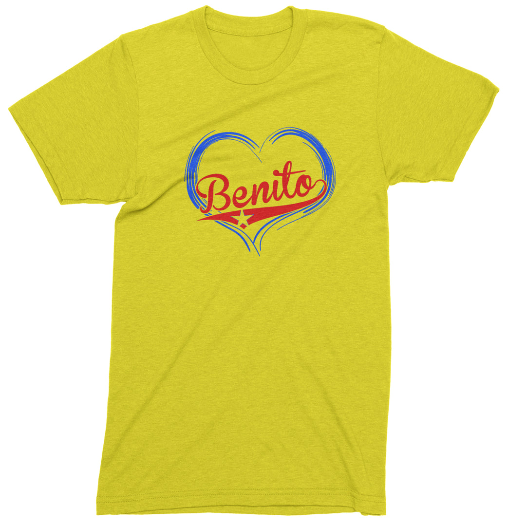 Benito Heart Puerto Rico Mens T-shirt Yellow