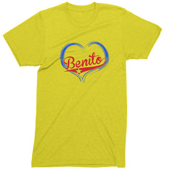 Benito Heart Puerto Rico Mens T-shirt Yellow