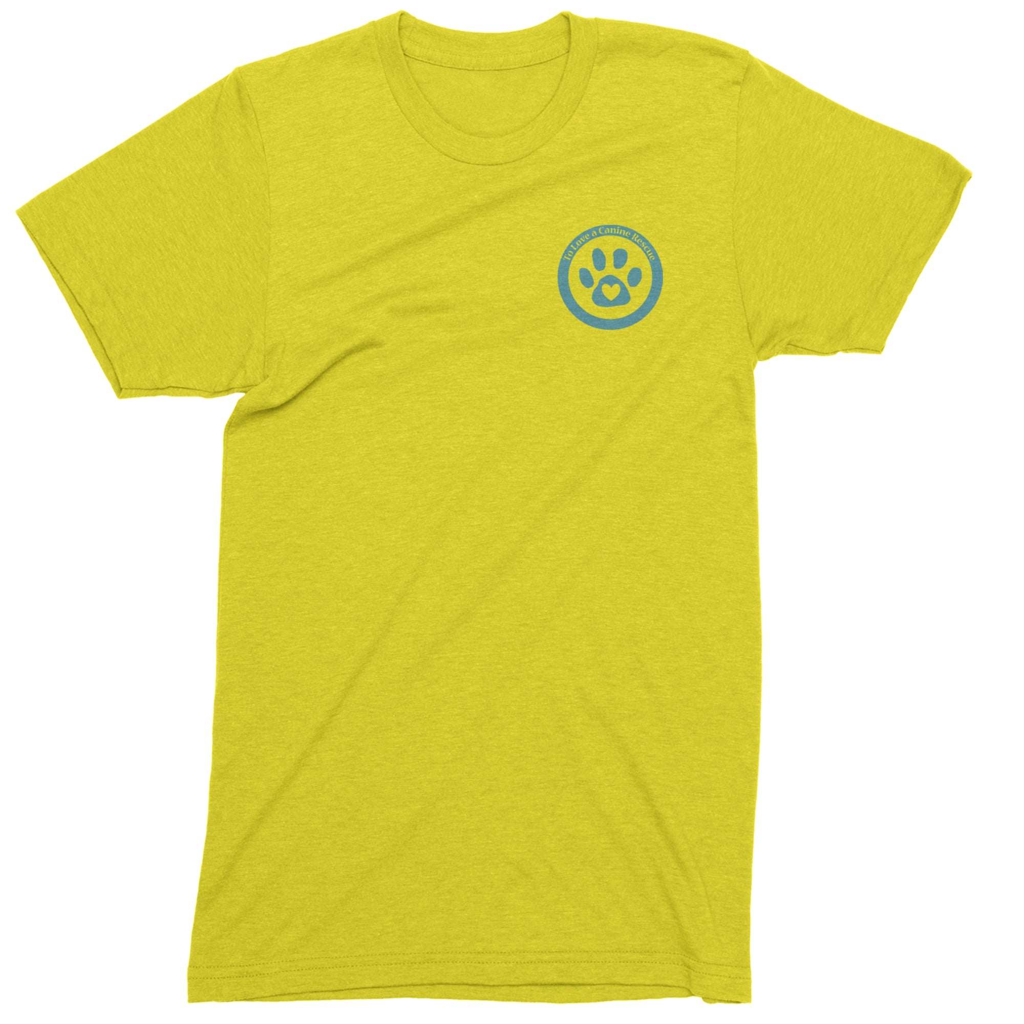 TLC To Love a Canine Dog Rescue Teal Mens T-shirt Yellow