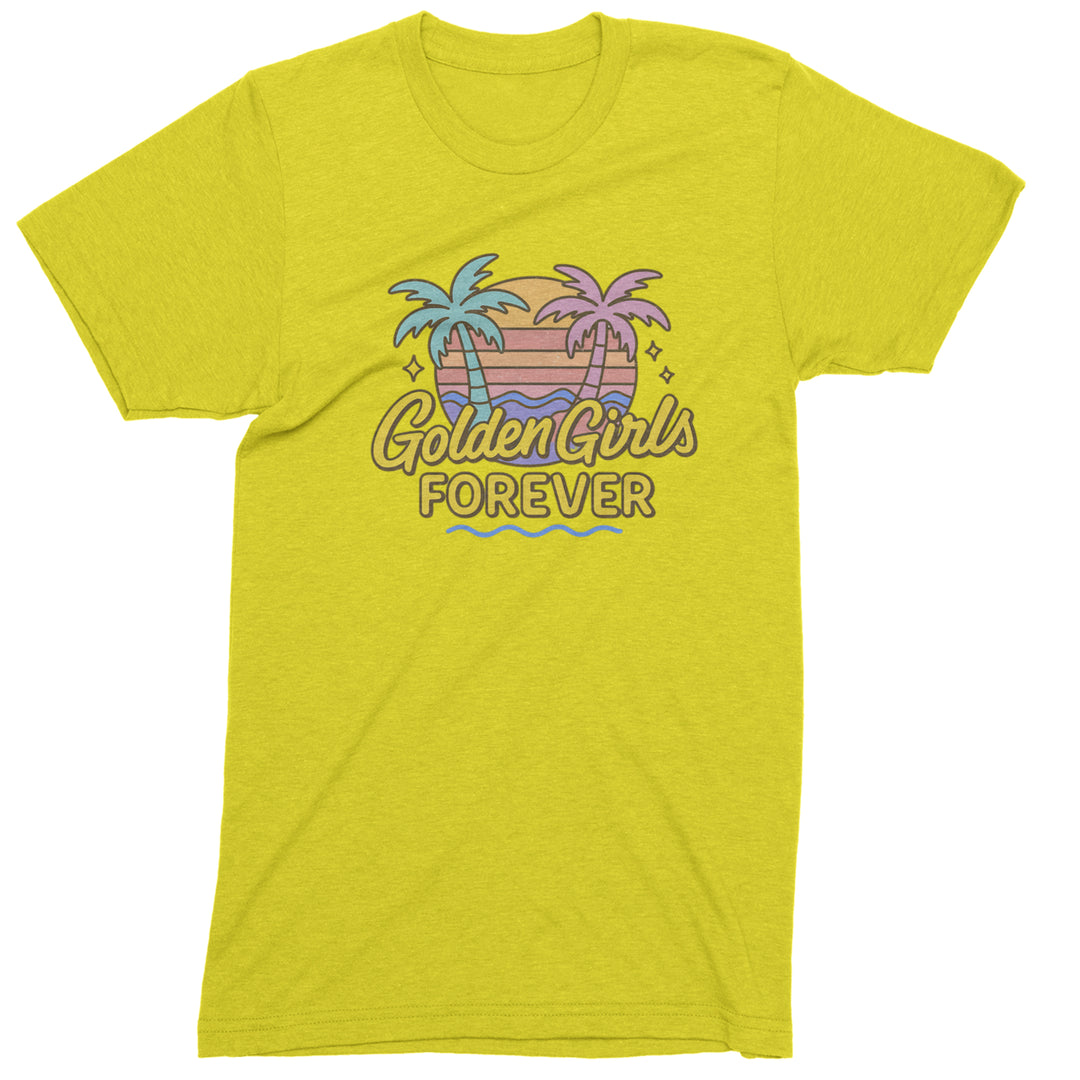 Golden Girls Forever Retro Sunset Mens T-shirt Yellow