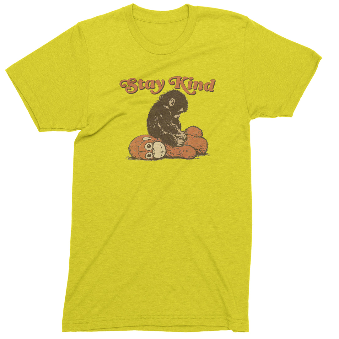 Punch Stay Kind Macaque Mens T-shirt Yellow