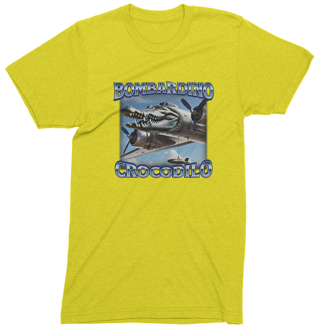 Bombardino Crocodilo Brainrot Men's T-shirt Yellow