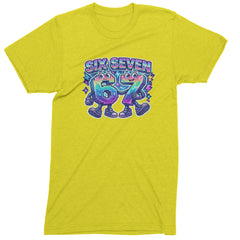 Six Seven 67 Retro Pixel Buddies Mens T-shirt Yellow