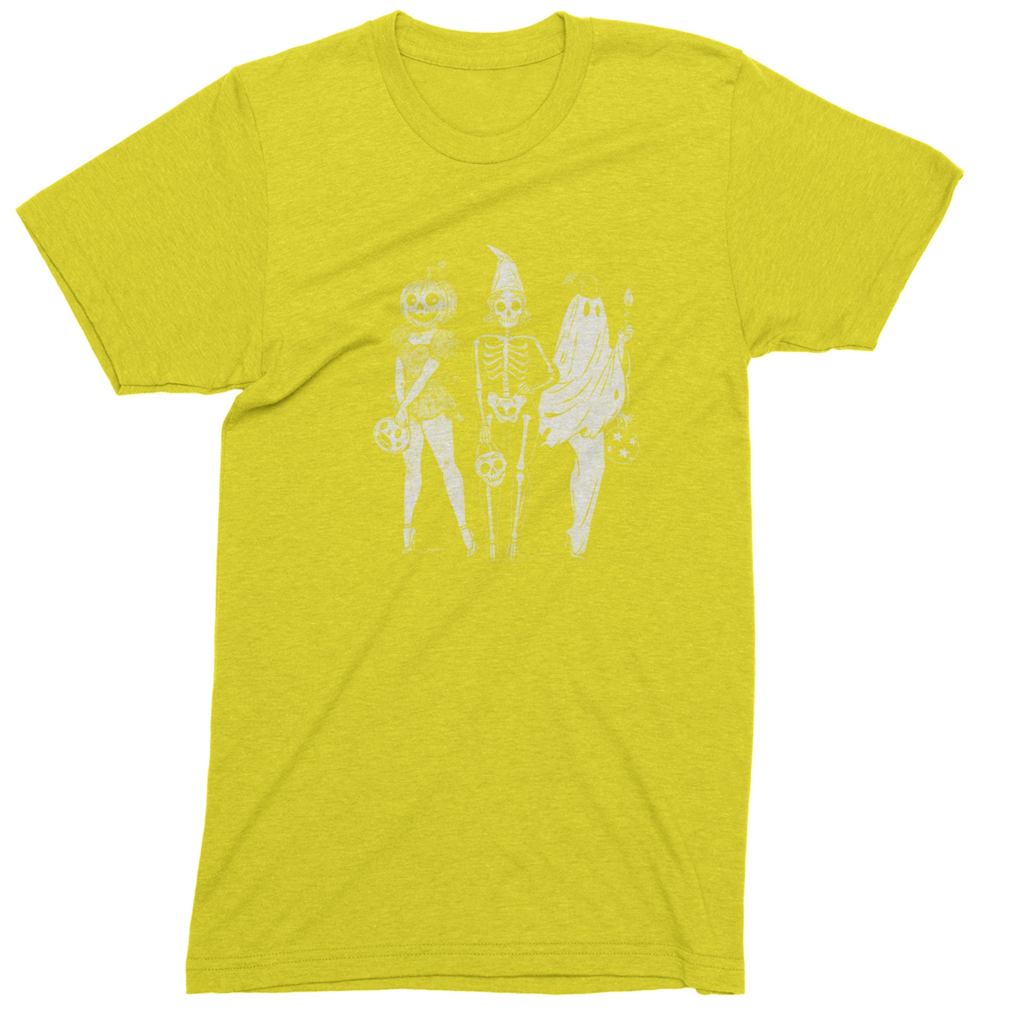 Vintage Spooky Squad Pinup Halloween Design Mens T-shirt Yellow