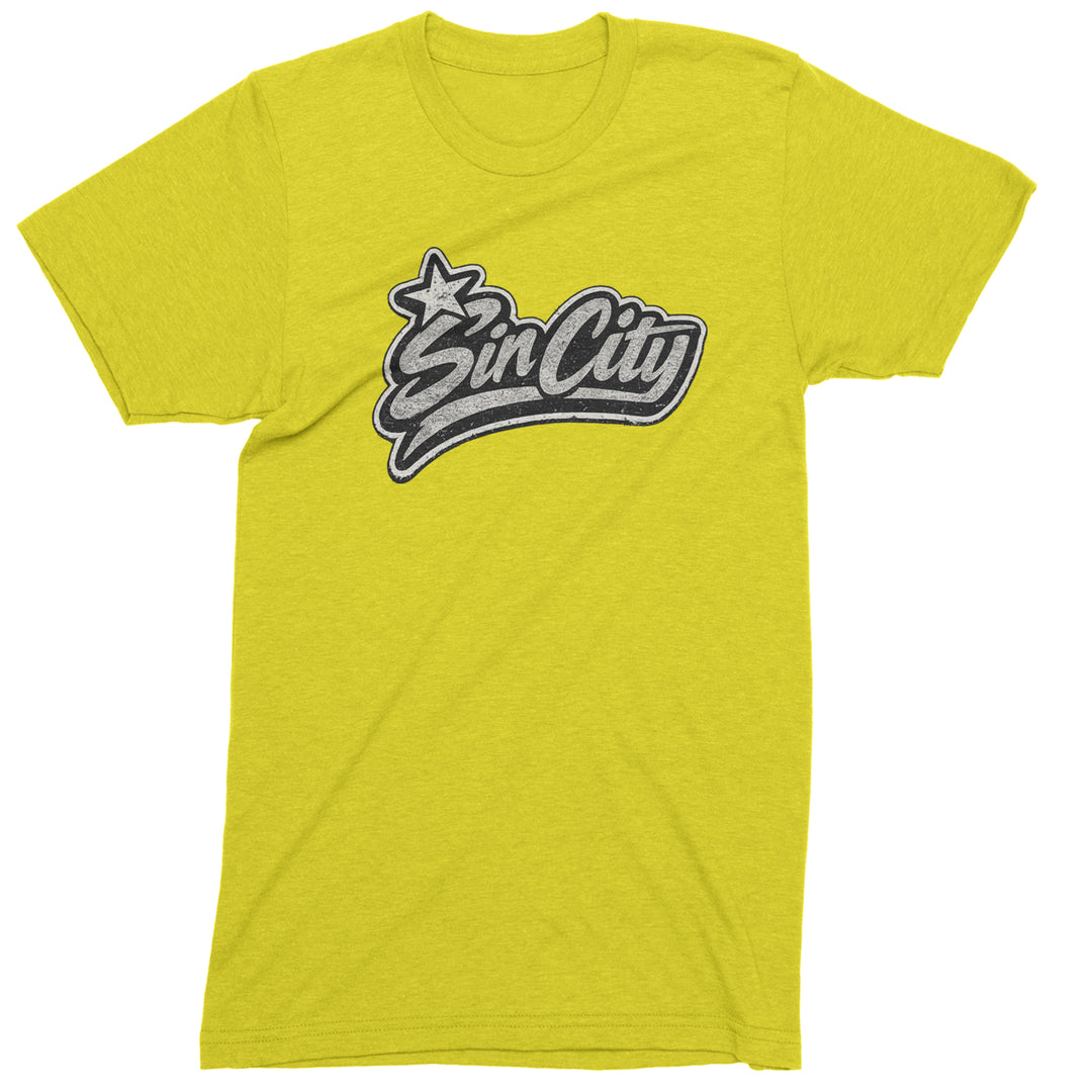 Sin City Vegas Retro Vintage Mens T-shirt Yellow