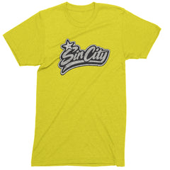 Sin City Vegas Retro Vintage Mens T-shirt Yellow