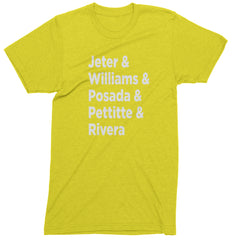 Jeter & Williams & Posada & Pettitte & Rivera Mens T-shirt Yellow