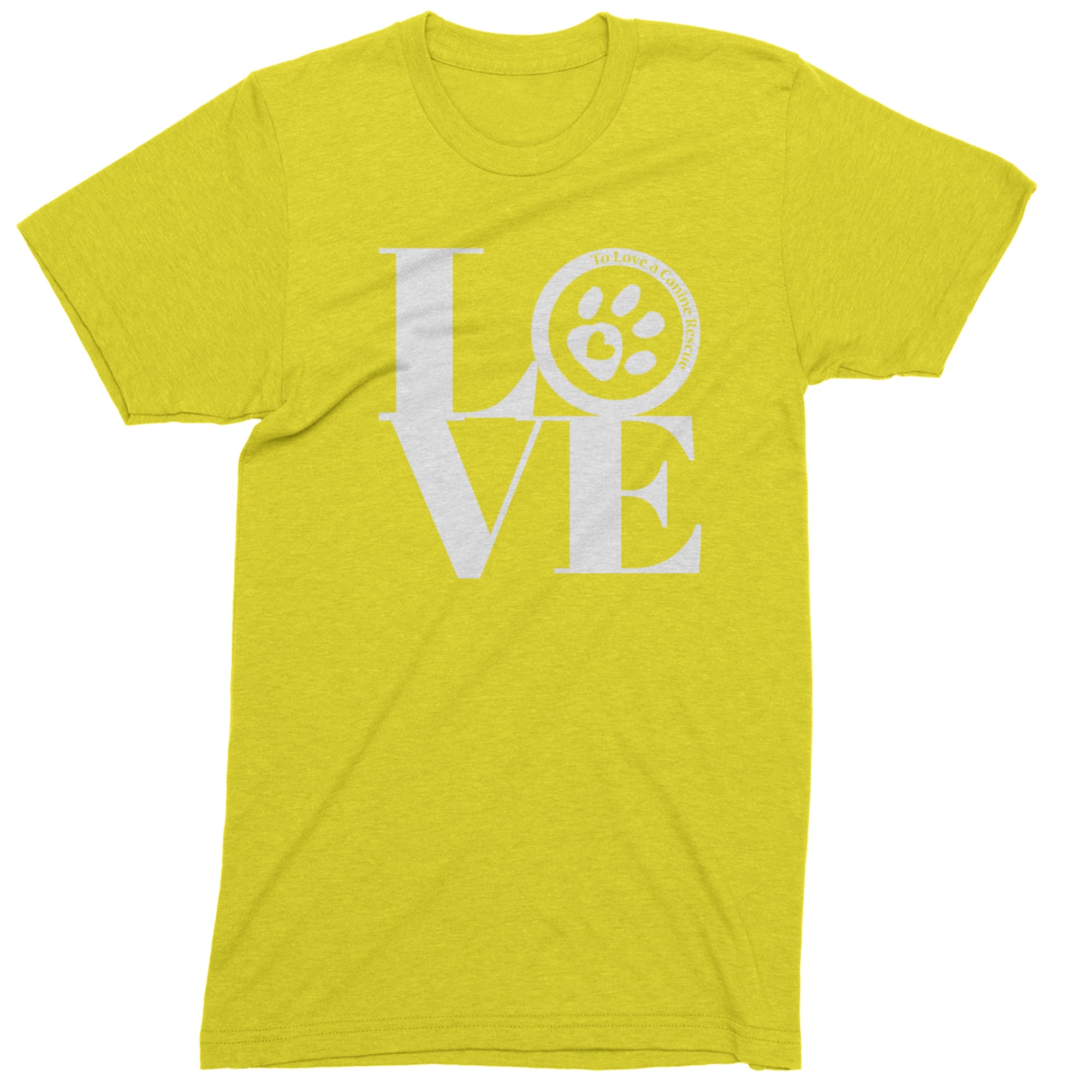 TLC LOVE Dog Rescue Mens T-shirt Yellow